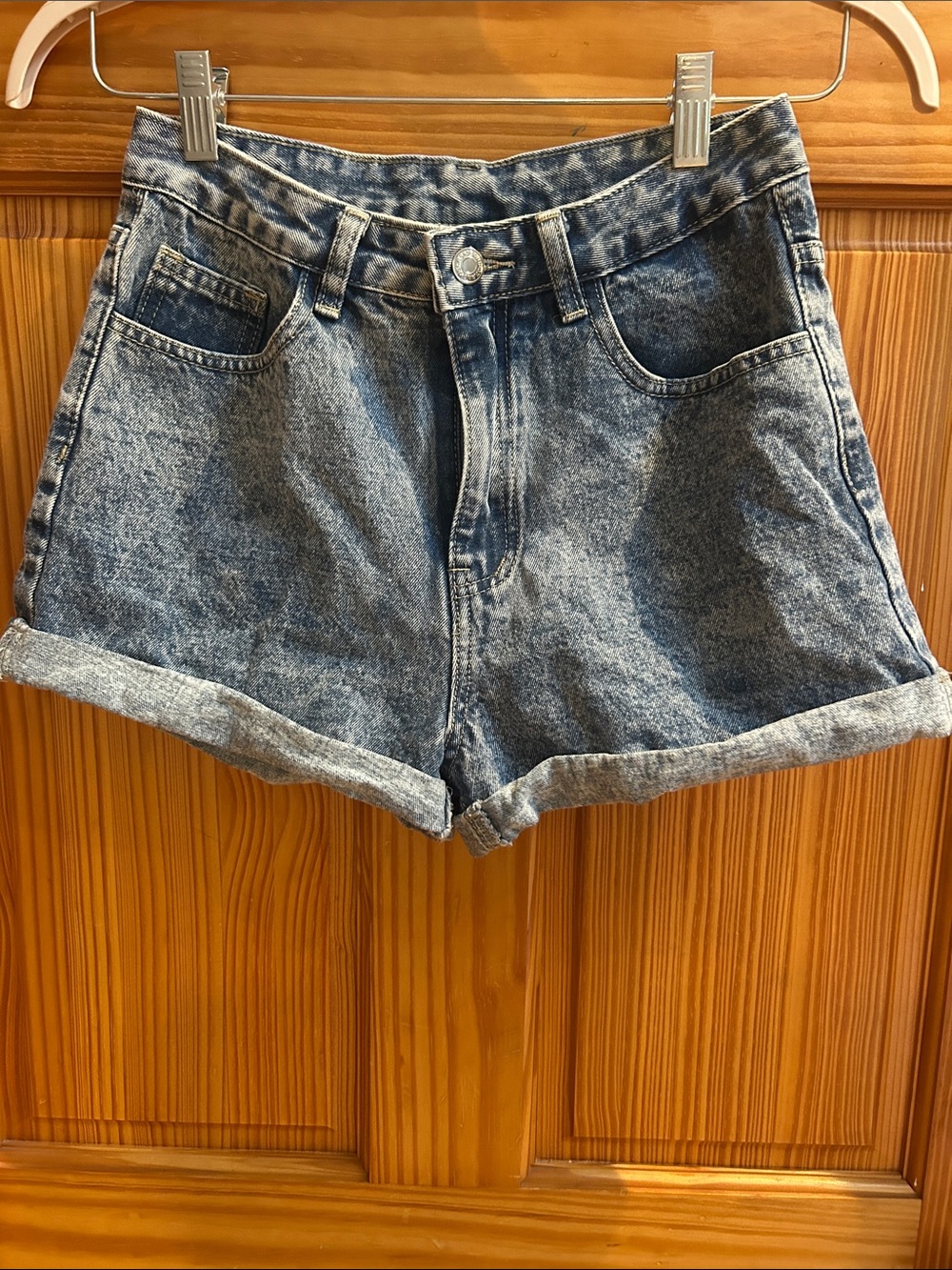 Blue denim shorts